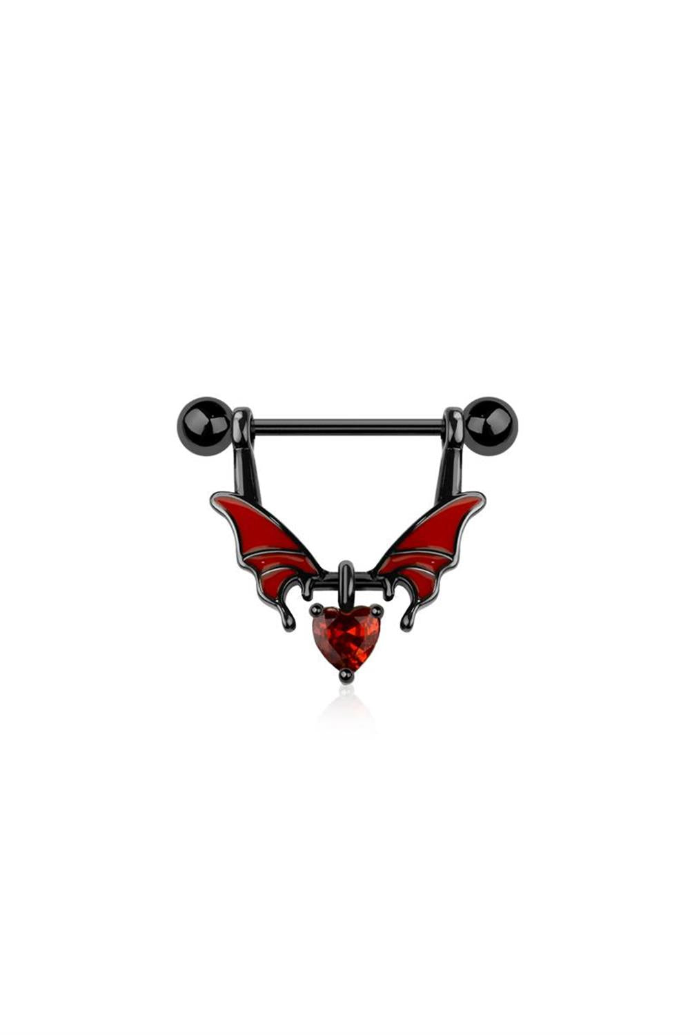 A PAIR OF 14G SURGICAL STEEL HEART BUTTERFLY WINGS 9/16" (14MM) NIPPLE RINGS